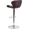 Flash Furniture Contemporary Charcoal Fabric Adjustable Height Barstool with Curved Back and Chrome Base(Brown Vinyl)