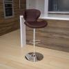 Flash Furniture Contemporary Charcoal Fabric Adjustable Height Barstool with Curved Back and Chrome Base(Brown Vinyl)