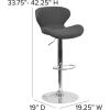 Flash Furniture Contemporary Charcoal Fabric Adjustable Height Barstool with Curved Back and Chrome Base(Charcoal Fabric)