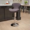 Flash Furniture Contemporary Charcoal Fabric Adjustable Height Barstool with Curved Back and Chrome Base(Charcoal Fabric)