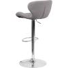 Flash Furniture Contemporary Charcoal Fabric Adjustable Height Barstool with Curved Back and Chrome Base(Gray Fabric)