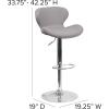 Flash Furniture Contemporary Charcoal Fabric Adjustable Height Barstool with Curved Back and Chrome Base(Gray Fabric)