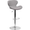 Flash Furniture Contemporary Charcoal Fabric Adjustable Height Barstool with Curved Back and Chrome Base(Gray Fabric)