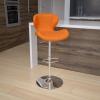 Flash Furniture Contemporary Charcoal Fabric Adjustable Height Barstool with Curved Back and Chrome Base(Orange Vinyl)