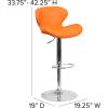 Flash Furniture Contemporary Charcoal Fabric Adjustable Height Barstool with Curved Back and Chrome Base(Orange Vinyl)