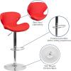 Flash Furniture Contemporary Charcoal Fabric Adjustable Height Barstool with Curved Back and Chrome Base(Red Vinyl)
