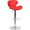 Flash Furniture Contemporary Charcoal Fabric Adjustable Height Barstool with Curved Back and Chrome Base(Red Vinyl)