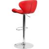 Flash Furniture Contemporary Charcoal Fabric Adjustable Height Barstool with Curved Back and Chrome Base(Red Vinyl)