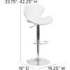 Flash Furniture Contemporary Charcoal Fabric Adjustable Height Barstool with Curved Back and Chrome Base(White Vinyl)