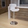 Flash Furniture Contemporary Charcoal Fabric Adjustable Height Barstool with Curved Back and Chrome Base(White Vinyl)