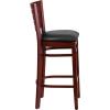 Flash Furniture Darby Series Slat Back Walnut Wood Restaurant Barstool – Black Vinyl Seat(Black Vinyl Seat/Mahogany Wood Frame)
