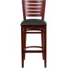 Flash Furniture Darby Series Slat Back Walnut Wood Restaurant Barstool – Black Vinyl Seat(Black Vinyl Seat/Mahogany Wood Frame)