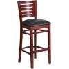 Flash Furniture Darby Series Slat Back Walnut Wood Restaurant Barstool – Black Vinyl Seat(Black Vinyl Seat/Mahogany Wood Frame)