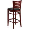 Flash Furniture Darby Series Slat Back Walnut Wood Restaurant Barstool – Black Vinyl Seat(Black Vinyl Seat/Mahogany Wood Frame)