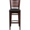 Flash Furniture Darby Series Slat Back Walnut Wood Restaurant Barstool – Black Vinyl Seat(Black Vinyl Seat/Walnut Wood Frame)