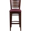Flash Furniture Darby Series Slat Back Walnut Wood Restaurant Barstool – Black Vinyl Seat(Burgundy Vinyl Seat/Walnut Wood Frame)