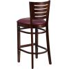 Flash Furniture Darby Series Slat Back Walnut Wood Restaurant Barstool – Black Vinyl Seat(Burgundy Vinyl Seat/Walnut Wood Frame)