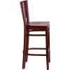 Flash Furniture Darby Series Slat Back Walnut Wood Restaurant Barstool – Black Vinyl Seat(Mahogany Wood Seat/Mahogany Wood Frame)