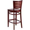 Flash Furniture Darby Series Slat Back Walnut Wood Restaurant Barstool – Black Vinyl Seat(Mahogany Wood Seat/Mahogany Wood Frame)