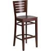 Flash Furniture Darby Series Slat Back Walnut Wood Restaurant Barstool – Black Vinyl Seat(Walnut Wood Seat/Walnut Wood Frame)