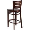 Flash Furniture Darby Series Slat Back Walnut Wood Restaurant Barstool – Black Vinyl Seat(Walnut Wood Seat/Walnut Wood Frame)