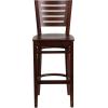 Flash Furniture Darby Series Slat Back Walnut Wood Restaurant Barstool – Black Vinyl Seat(Walnut Wood Seat/Walnut Wood Frame)