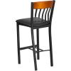 Flash Furniture Eclipse Series Vertical Back Black Metal and Cherry Wood Restaurant Barstool with Black Vinyl Seat(Cherry)