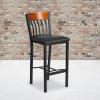 Flash Furniture Eclipse Series Vertical Back Black Metal and Cherry Wood Restaurant Barstool with Black Vinyl Seat(Cherry)