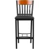 Flash Furniture Eclipse Series Vertical Back Black Metal and Cherry Wood Restaurant Barstool with Black Vinyl Seat(Cherry)