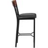Flash Furniture Eclipse Series Vertical Back Black Metal and Cherry Wood Restaurant Barstool with Black Vinyl Seat(Cherry)