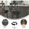Flash Furniture Felicity Commercial Classic Crossback Barstool – Antique Oak Wood Frame – Black LeatherSoft Seat – Counter Height – 360° Swivel Seat – Footrest(Black Vinyl/Gray Wash Walnut Frame)