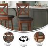 Flash Furniture Felicity Commercial Classic Crossback Barstool – Antique Oak Wood Frame – Black LeatherSoft Seat – Counter Height – 360° Swivel Seat – Footrest(Black Vinyl/Antique Oak Frame)