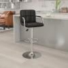 Flash Furniture Genna Adjustable Bar Stools | Set of 2 Brown Counter Height Barstools with Back and Armrest(Black)