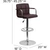 Flash Furniture Genna Adjustable Bar Stools | Set of 2 Brown Counter Height Barstools with Back and Armrest(Brown)