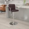 Flash Furniture Genna Adjustable Bar Stools | Set of 2 Brown Counter Height Barstools with Back and Armrest(Brown)