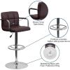 Flash Furniture Genna Adjustable Bar Stools | Set of 2 Brown Counter Height Barstools with Back and Armrest(Brown)