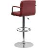 Flash Furniture Genna Adjustable Bar Stools | Set of 2 Brown Counter Height Barstools with Back and Armrest(Burgundy)