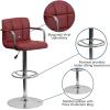 Flash Furniture Genna Adjustable Bar Stools | Set of 2 Brown Counter Height Barstools with Back and Armrest(Burgundy)