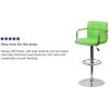 Flash Furniture Genna Adjustable Bar Stools | Set of 2 Brown Counter Height Barstools with Back and Armrest(Green)