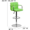 Flash Furniture Genna Adjustable Bar Stools | Set of 2 Brown Counter Height Barstools with Back and Armrest(Green)