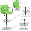 Flash Furniture Genna Adjustable Bar Stools | Set of 2 Brown Counter Height Barstools with Back and Armrest(Green)