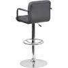 Flash Furniture Genna Adjustable Bar Stools | Set of 2 Brown Counter Height Barstools with Back and Armrest(Grey)
