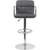 Flash Furniture Genna Adjustable Bar Stools | Set of 2 Brown Counter Height Barstools with Back and Armrest(Grey)