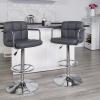 Flash Furniture Genna Adjustable Bar Stools | Set of 2 Brown Counter Height Barstools with Back and Armrest(Grey)