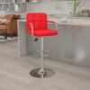 Flash Furniture Genna Adjustable Bar Stools | Set of 2 Brown Counter Height Barstools with Back and Armrest(Red)
