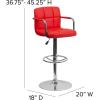 Flash Furniture Genna Adjustable Bar Stools | Set of 2 Brown Counter Height Barstools with Back and Armrest(Red)