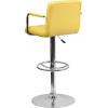 Flash Furniture Genna Adjustable Bar Stools | Set of 2 Brown Counter Height Barstools with Back and Armrest(Yellow)