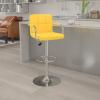 Flash Furniture Genna Adjustable Bar Stools | Set of 2 Brown Counter Height Barstools with Back and Armrest(Yellow)