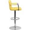 Flash Furniture Genna Adjustable Bar Stools | Set of 2 Brown Counter Height Barstools with Back and Armrest(Yellow)