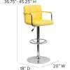 Flash Furniture Genna Adjustable Bar Stools | Set of 2 Brown Counter Height Barstools with Back and Armrest(Yellow)
